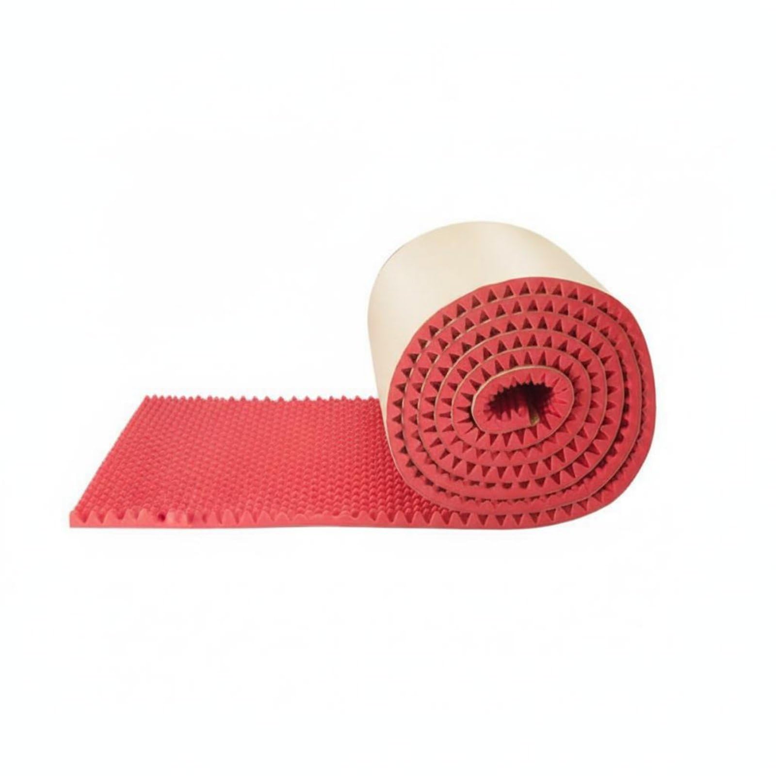 Pannello Fonoassorbente Pannello Acustico Schiuma Isolante Antiriverbero Assorbimento Suono Superficie a Onde Adesivo Integrato in Poliuretano Adatto , Rosso , 70mm