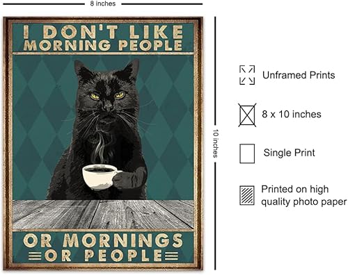 Miniatura 2 de Kitchen Wall Decor - Cat Wall Art - Funny Quotes Wall Decor - Coffee Bar Decor - Cafe Wall Decor - Black cat Themed Gifts for Cat Lovers - Cute Cat