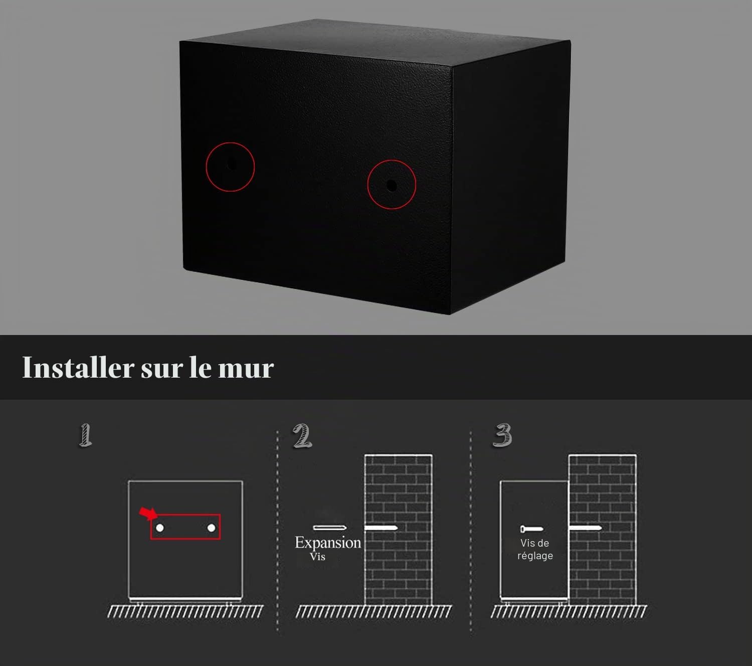 CDC® 6.6L Petit Coffre Fort à Combinaison, Coffre-Fort en Acier avec Serrure à Combinaison Numérique, Livré avec 2 Clés de Rechange, pour Ranger l'Argent, Bijoux & Objets de Valeur, Noir