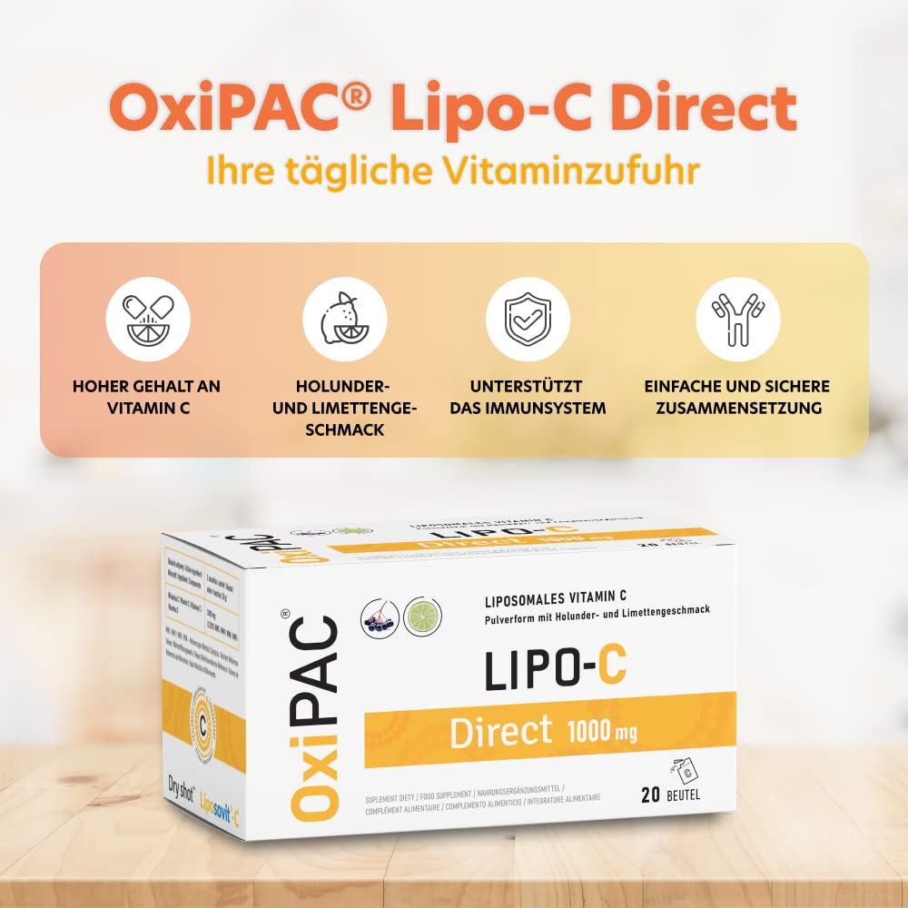 oxipac lipo-c AronPharma OxiPAC® Lipo-C Direct Vitamin C, 20 Bags, 1000 mg Liposomal  Vitamin C per Bag, Elderberry and Lime Flavour, Immune System Support,  Reduce Fatigue : Amazon.de: Health & Personal Care