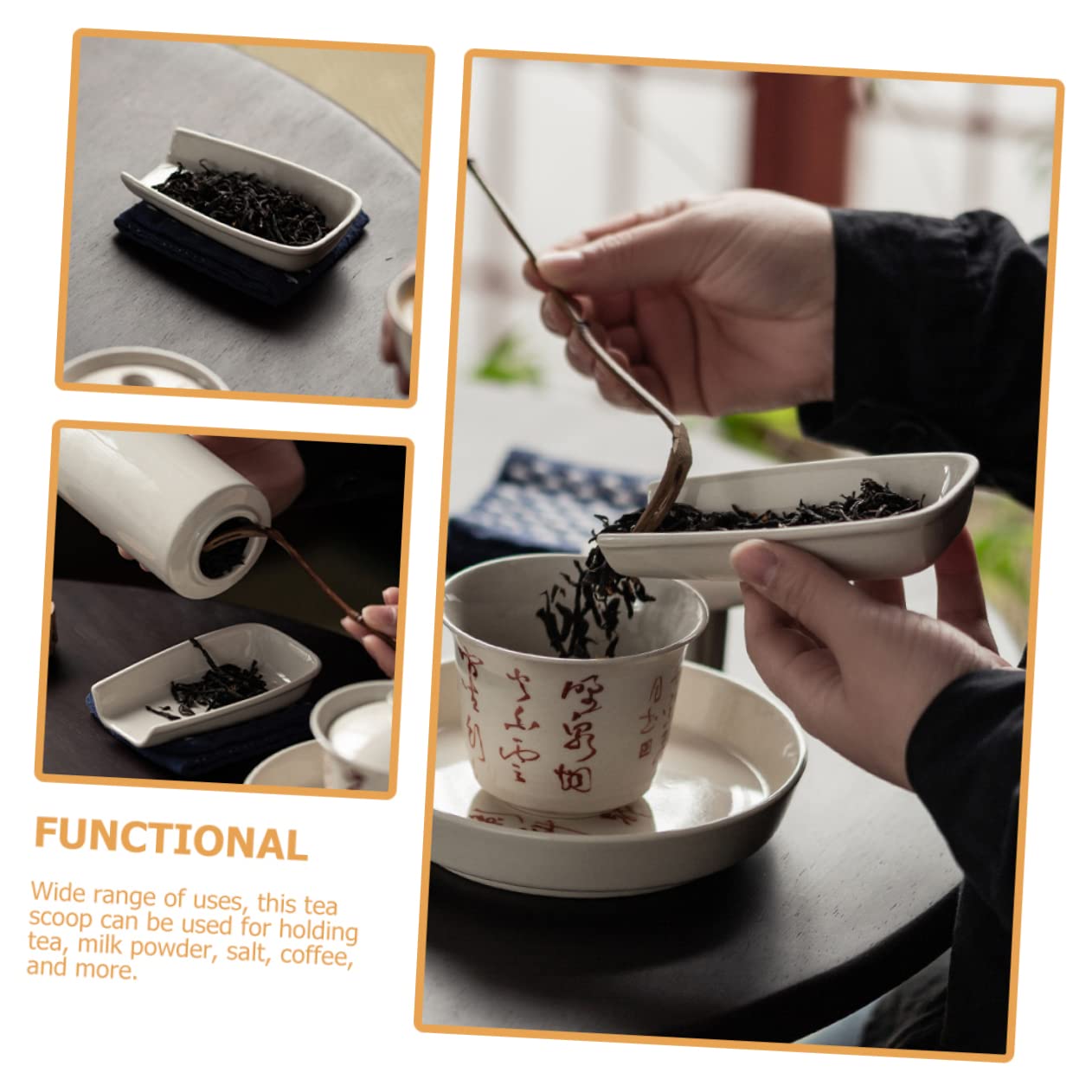 CIYODO Loose Tea Scoop Ceramic Tea Spoon Tea Leaf Scoop Tea Shovel Decorative Tea Holder Small Tea Scoop Essential