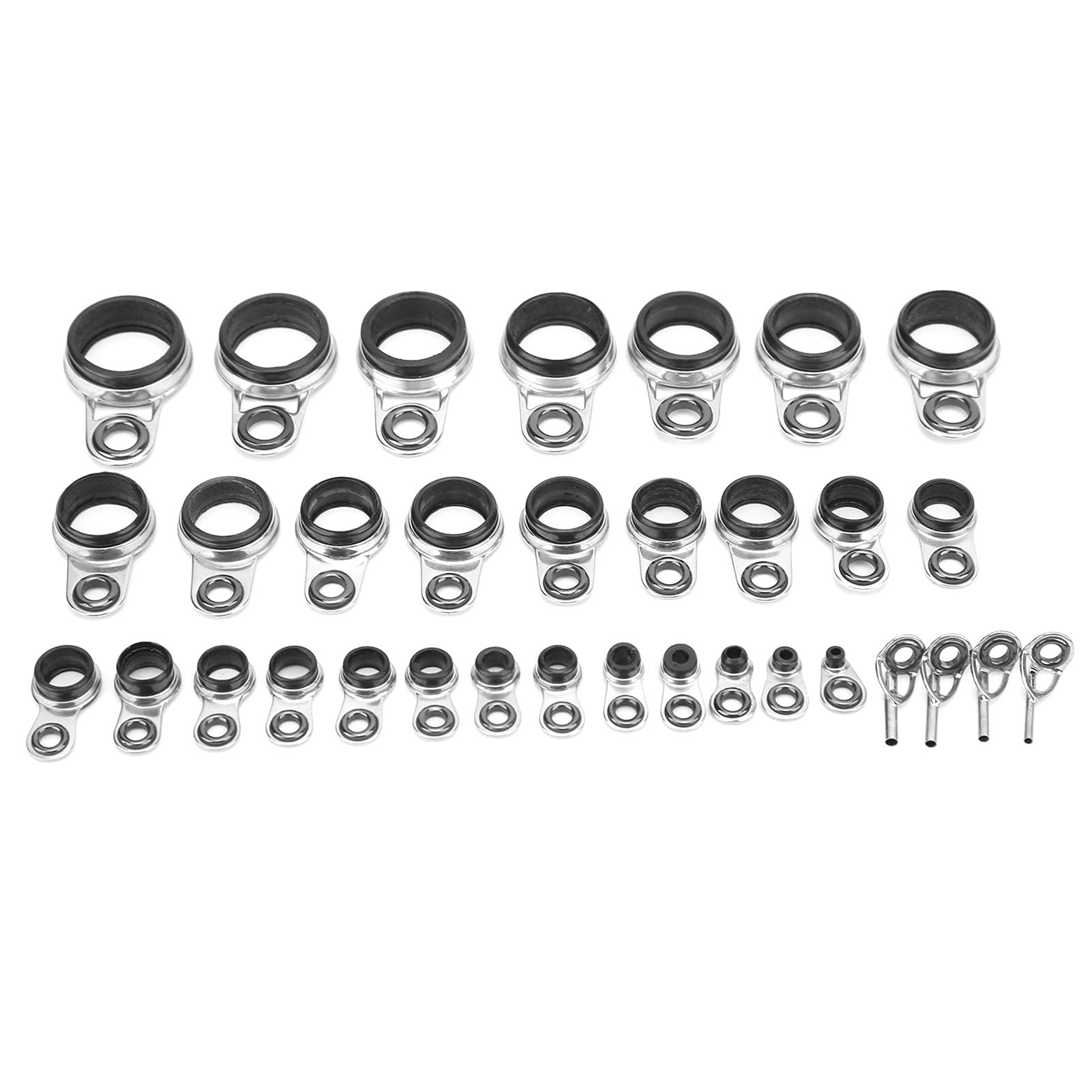 QWORK Kit De Réparation 40 Anneaux De Canne à Pêche – 8 Tailles, Céramique + Inox, Pour Cannes Spinning, Casting, Carpe