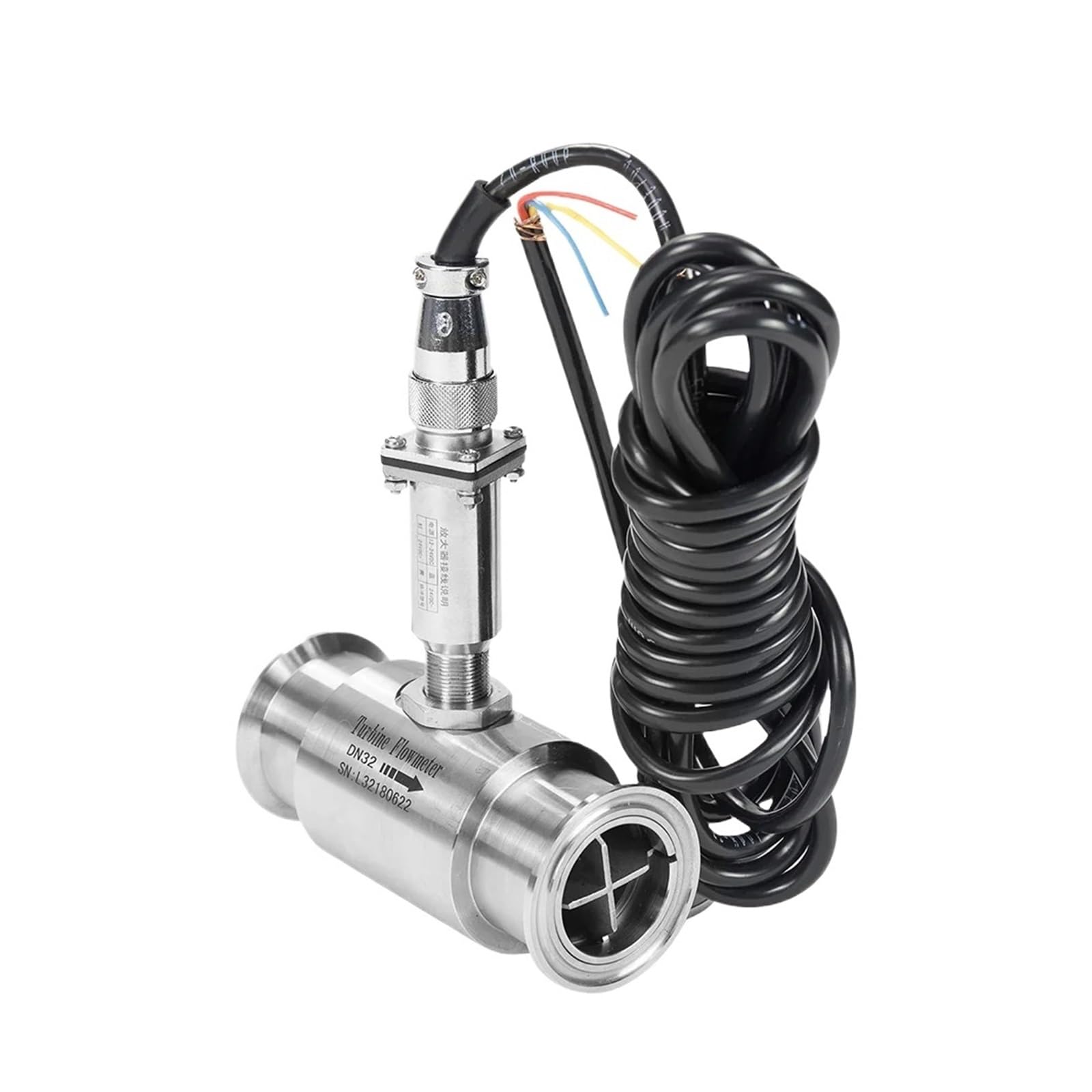 BALYDLUL Water Flow Sensor Clamp Stainless Steel Pulse Turbine Flowmeter DN15 DN20 DN25 DN50(DN32 ss304)