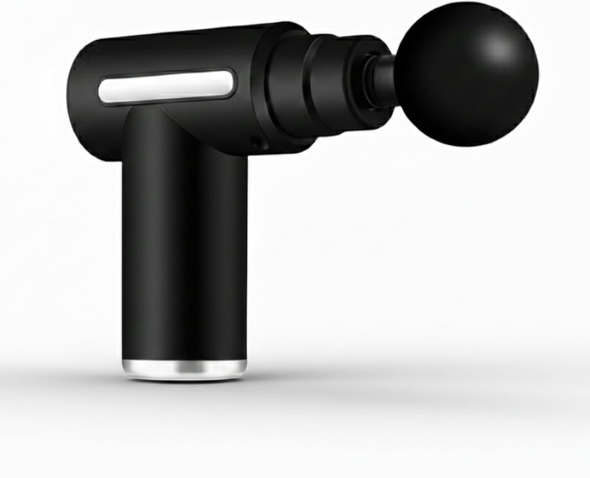 Pistola masajeadora muscular de tejido profundo portátil – Dispositivo de masaje de percusión portátil para aliviar el dolor, recuperación muscular, terapia deportiva, dolor de entrenamiento, relajación y aumento de la circulación – Negro