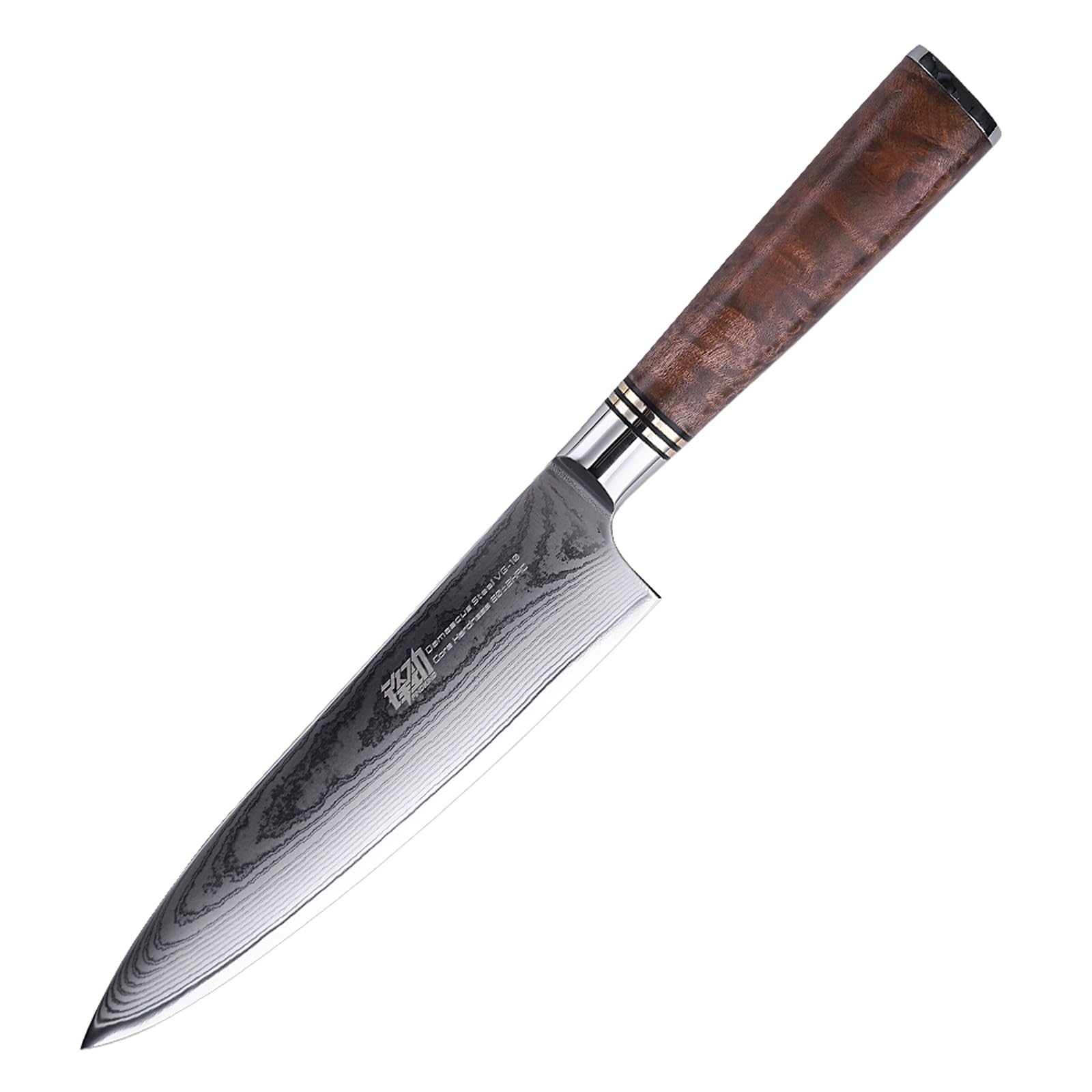 FINDKING Coltello Chef Damasco 20 cm, VG10, Legno Burl