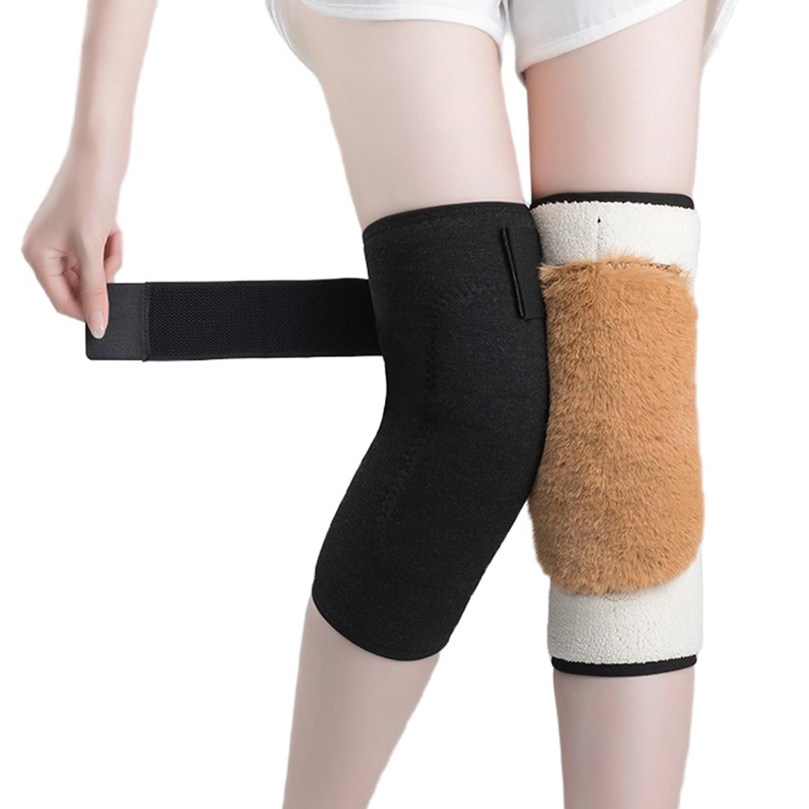 Thick Fleece Plush Lining Leg Warmers Winter Ski Cycling Knee Warmer Wraps