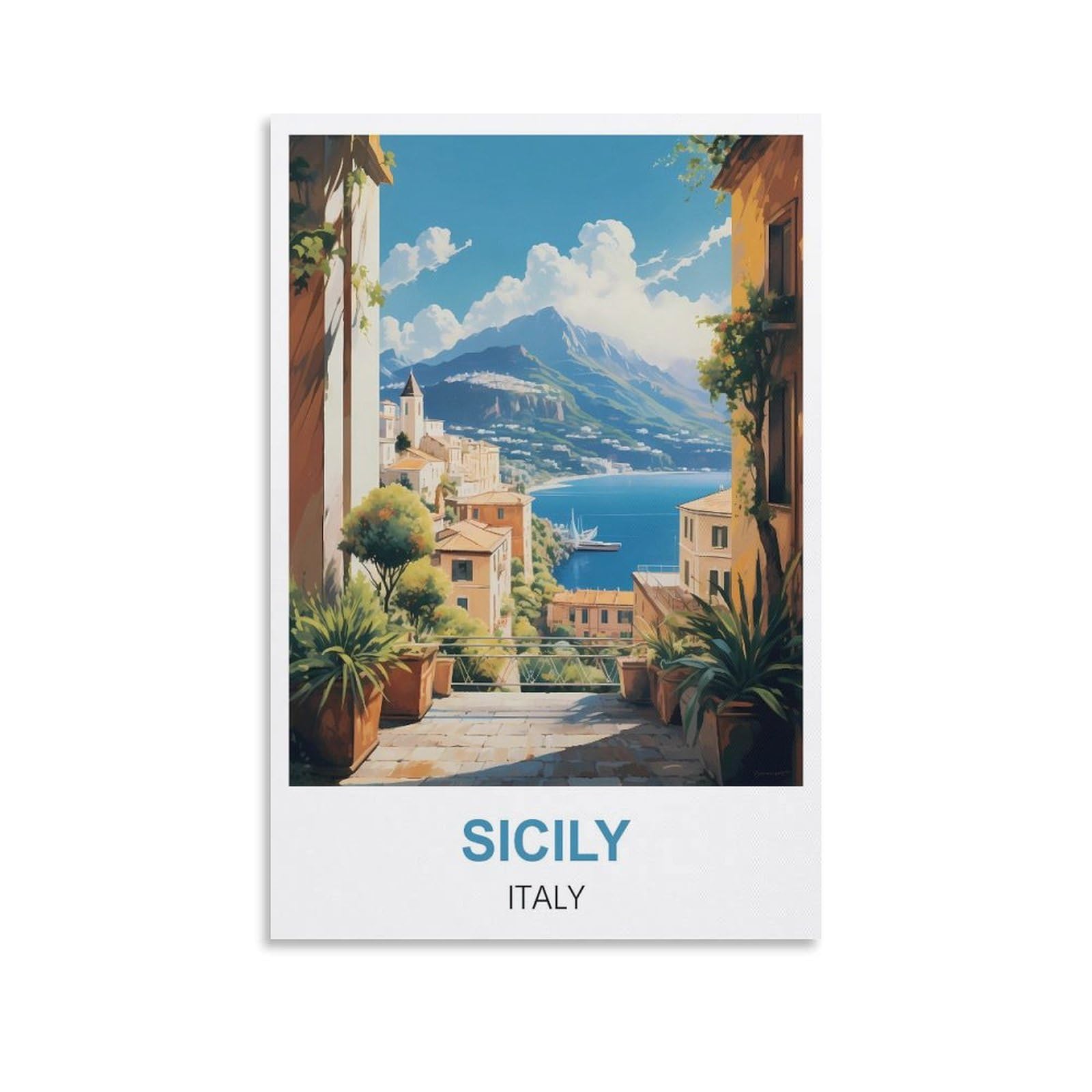 CYYHGEE Sicily Italy Vintage Travel Posters 08x12inch(20x30cm) Canvas Poster Wall Art Living Room Home Decor
