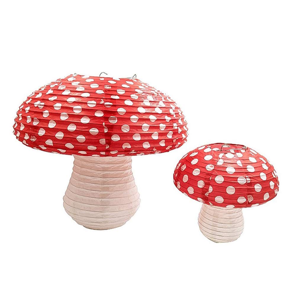 jojofuny 2Pcs Mushroom Shape Paper Lantern Decorative Hanging Lantern Wonderland Theme Lantern Wedding Party Layout Decoration