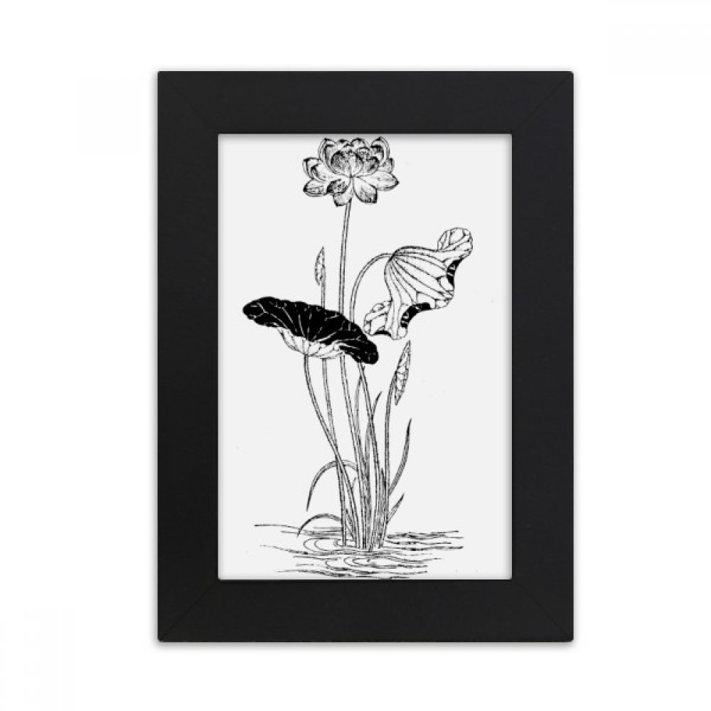 Cadre photo noir lotus blanc et noir 10x15 cm de bureau