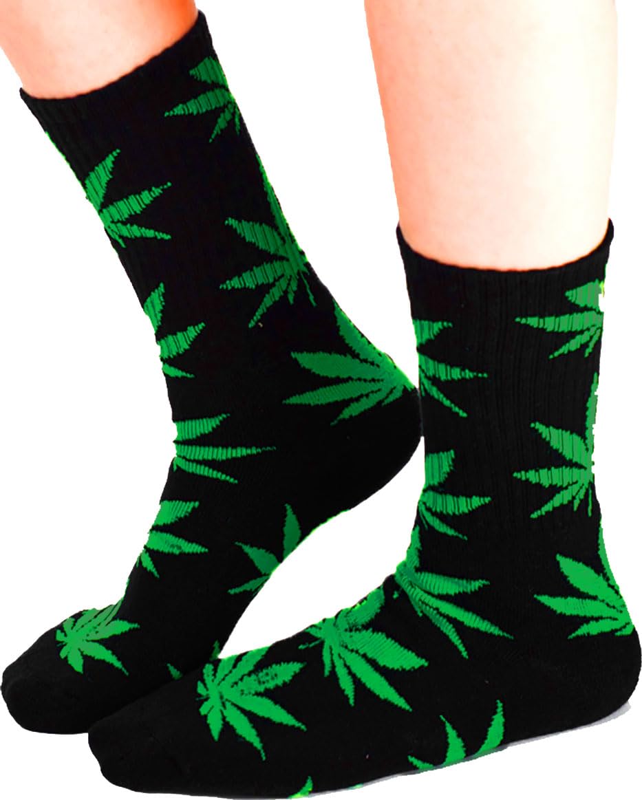 Morefaz Unisex Multi Socks Highlife Ganja Leaf Weed Comfort Calf Hi Mfaz Ltd