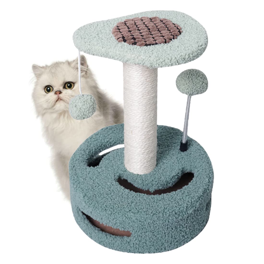 2 in 1 Cat Tree Scratching Post: Cat Toys Cat Scratching Post Grinding Claws Cat Toys Turntable Climbing Frame Sisal Rope Ball for Small Cats Kittens (avocado)