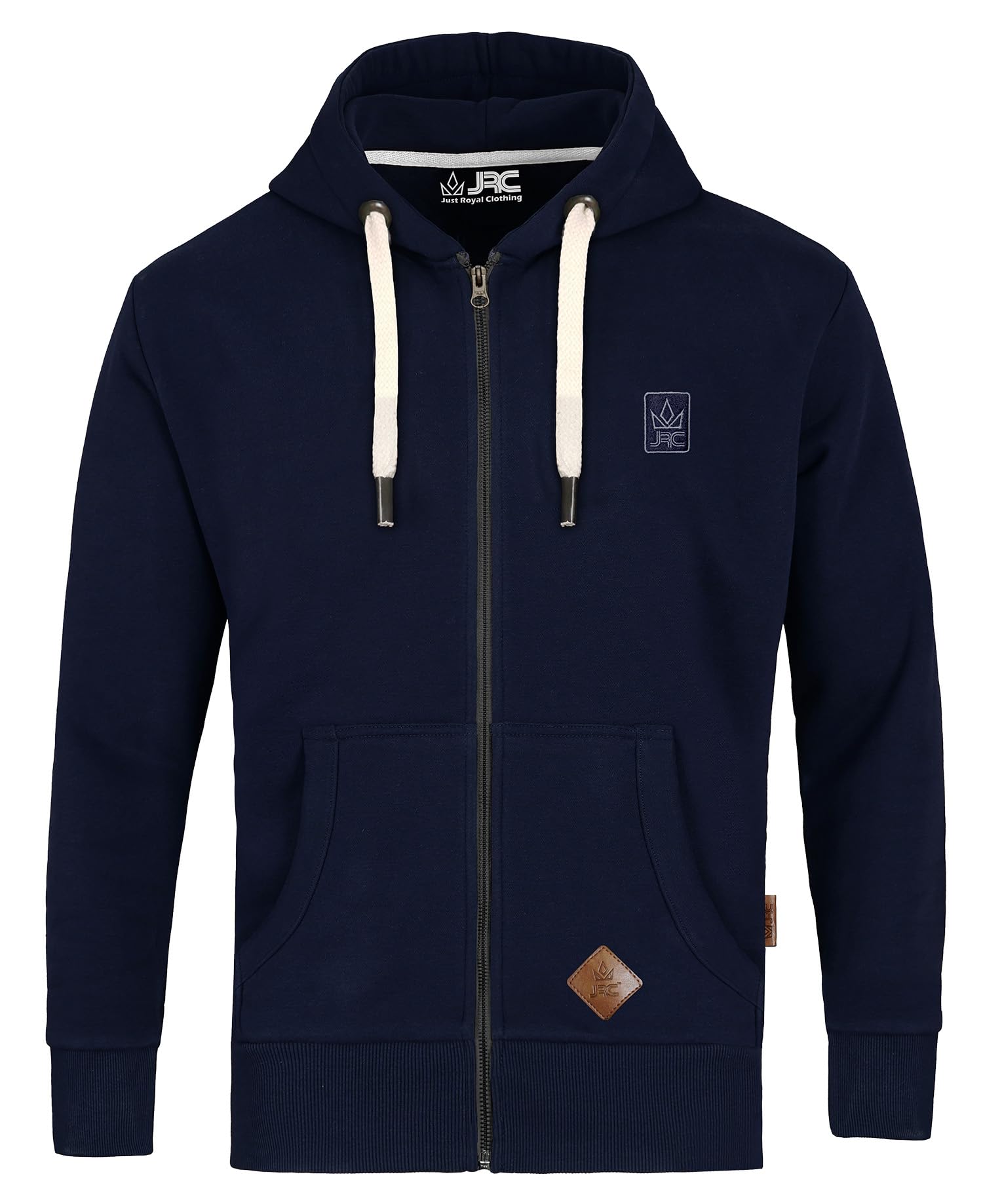 Jrc Just Royal Clothing Men's Navy Zipped Fleece Hoodies, Lightweight Casual Zip Up Hooded Sweatshirt Tops With Pockets For Gym & Running (, Xxxl)