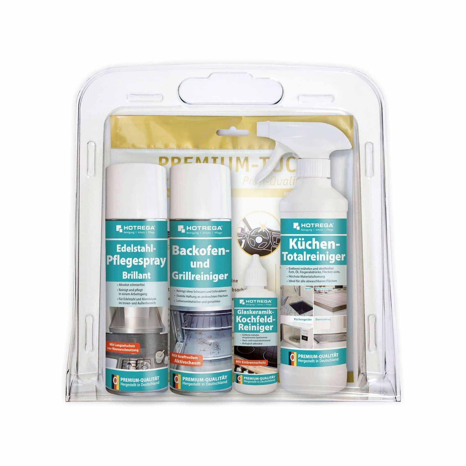 HOTREGA Küchen Reinigungs-Set Basic | 5-teilig mit Microfasertuch