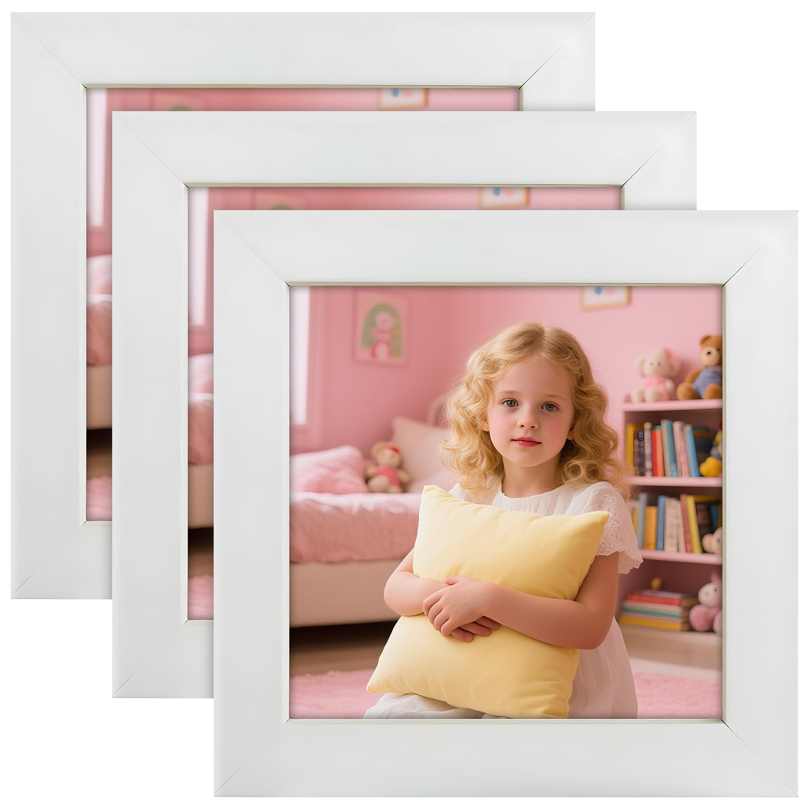 6x6 Photo Frames - 3Pack 6x6 Picture Frames for 15x15cm, Small Picture Frame White Square Frames for Wall Mount & Desk Stand