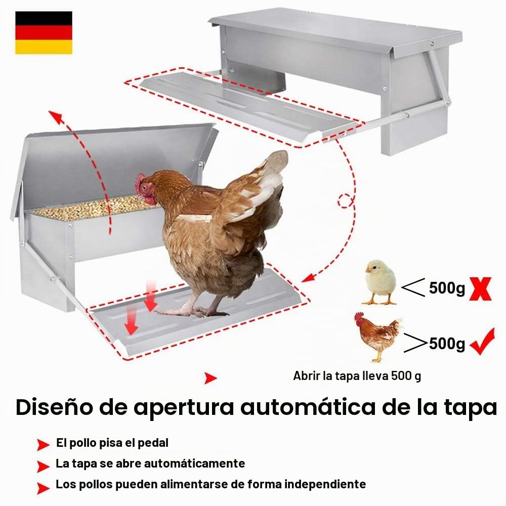 UISEBRT Comedero automático para pollos de acero galvanizado, 5 kg, comedero para aves de corral, a prueba de ratas y resistente al agua