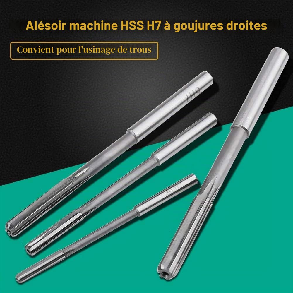 Alésoir de fraisage Alésoir de fraisage inclus 10pcs HSS H7 Alésoir à cannelures droites Coupeur de machine 3/4/5/6/7/8/9/10/11 / 12mm