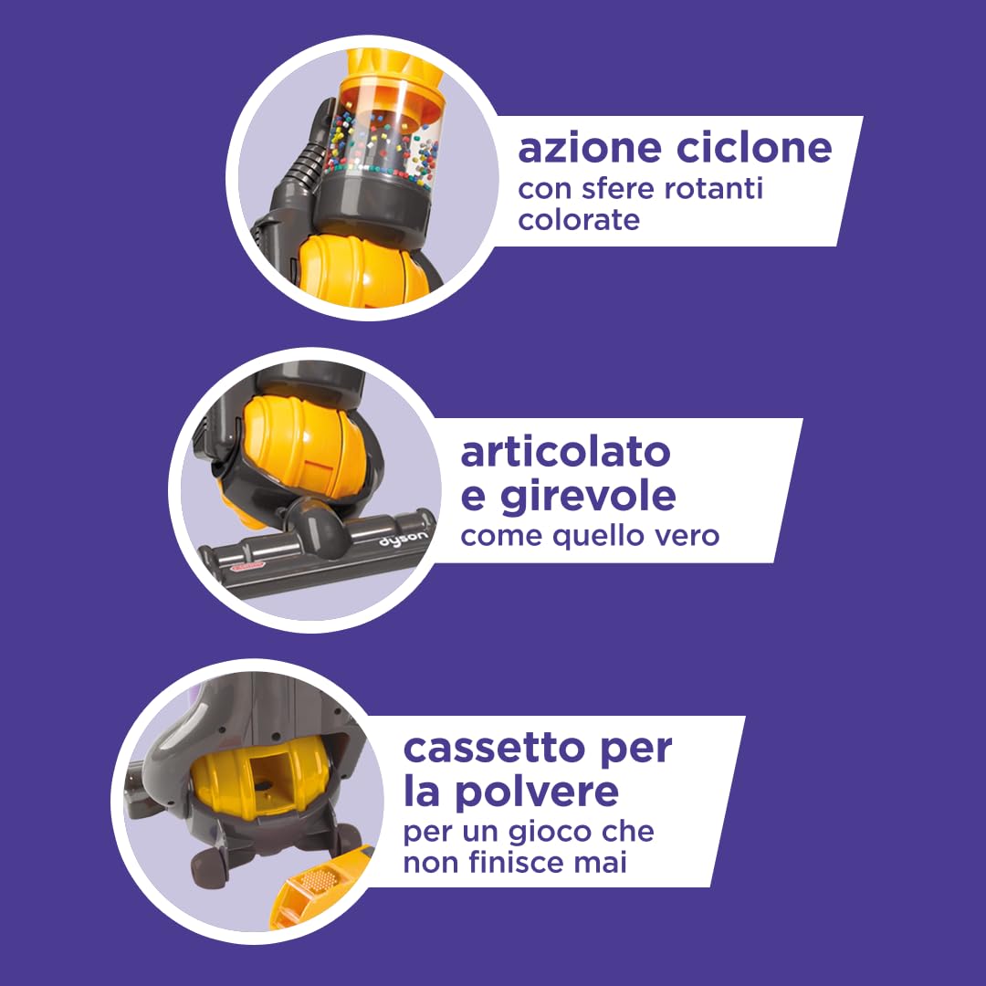 Casdon Dyson Ball | Copia in miniatura dell’aspirapolvere Dyson Ball per bambini dai 3 anni in su | Con movimento rotante per giochi di ruolo realistici e divertenti