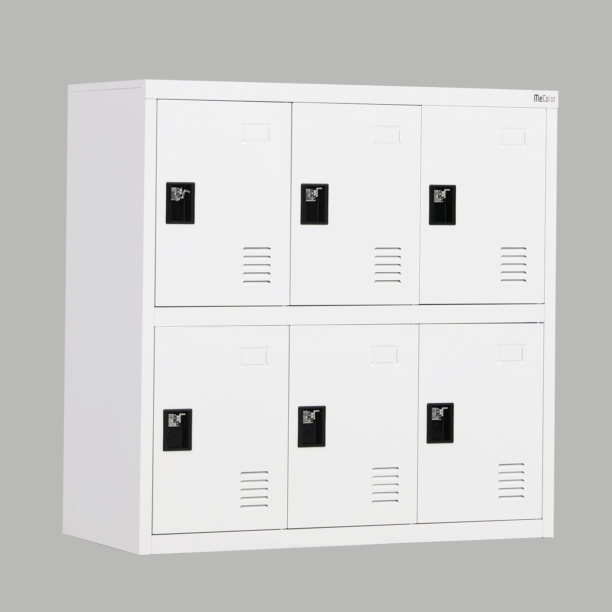MECOLOR 4,6,9 Puerta de Metal gabinete de Oficina Empleado Uso pequeños armarios Dormitorio Cubos, Sala de Estar y Escuela Suelto, Organizador de Almacenamiento para niños (Blanco completo-N6D)