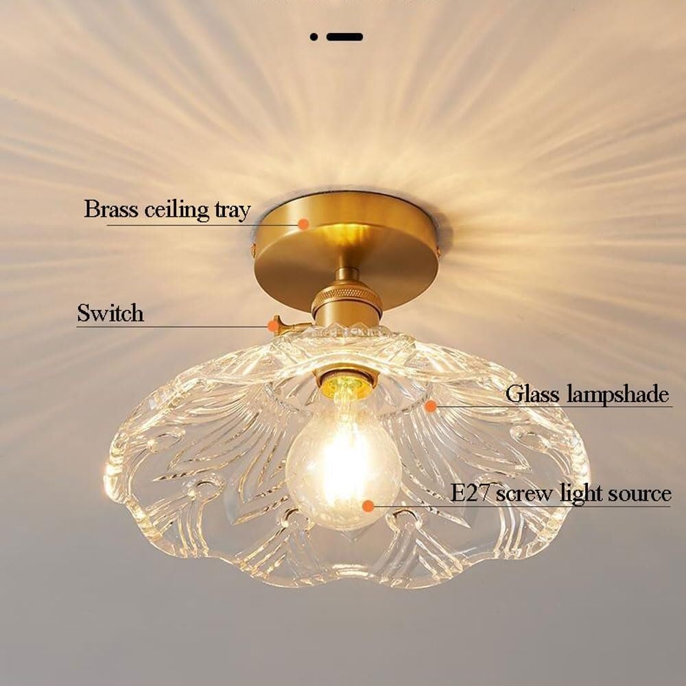 黄金　確認画像 KJUYTRDGF セミフラッシュマウントシーリングライト クリアフラワー