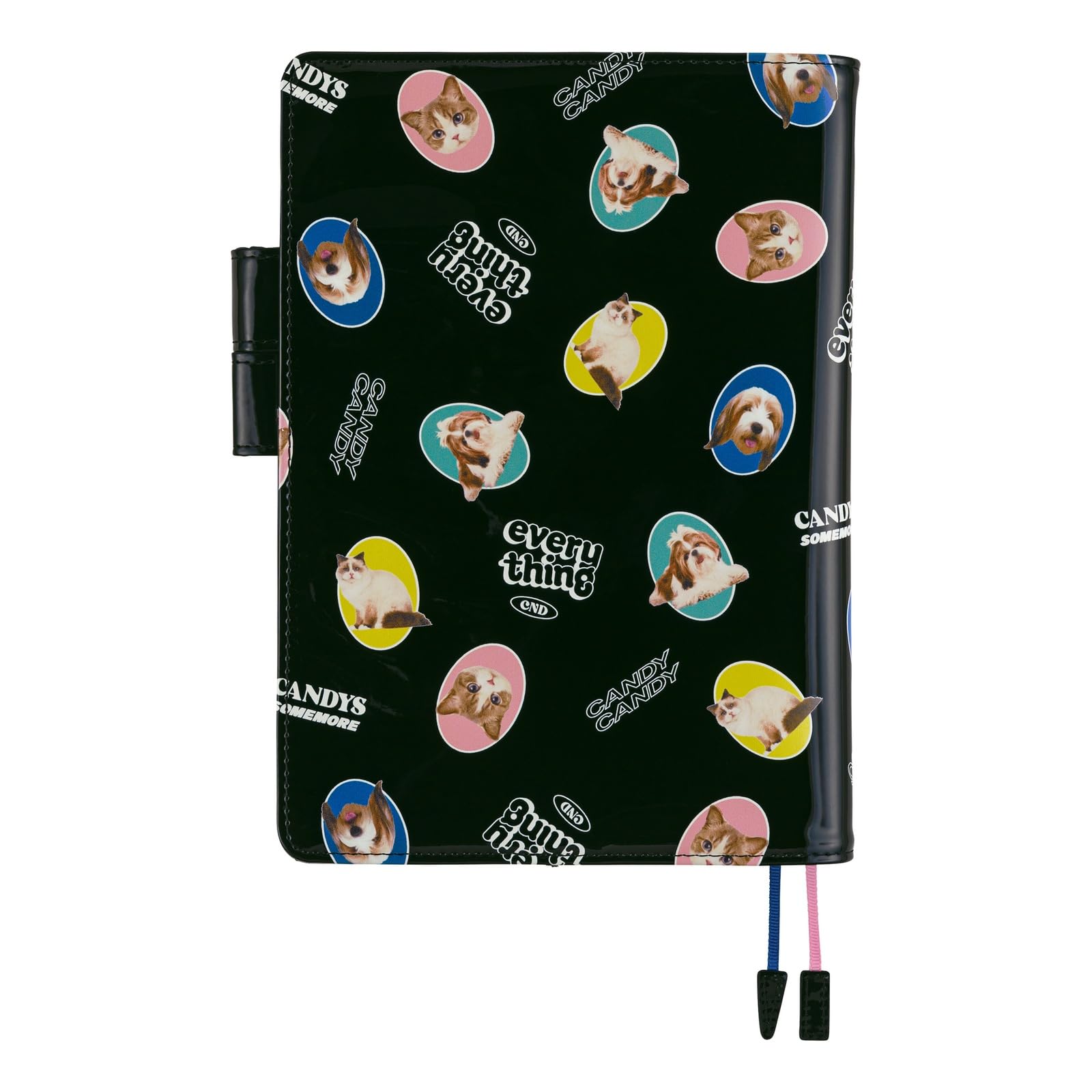 ほぼ日 Hobonichi Techo Pokrowiec na planer A5 – Candy Stripper: Random Dog & Cat (czarny) (rozmiar Cousin, tylko okładka)