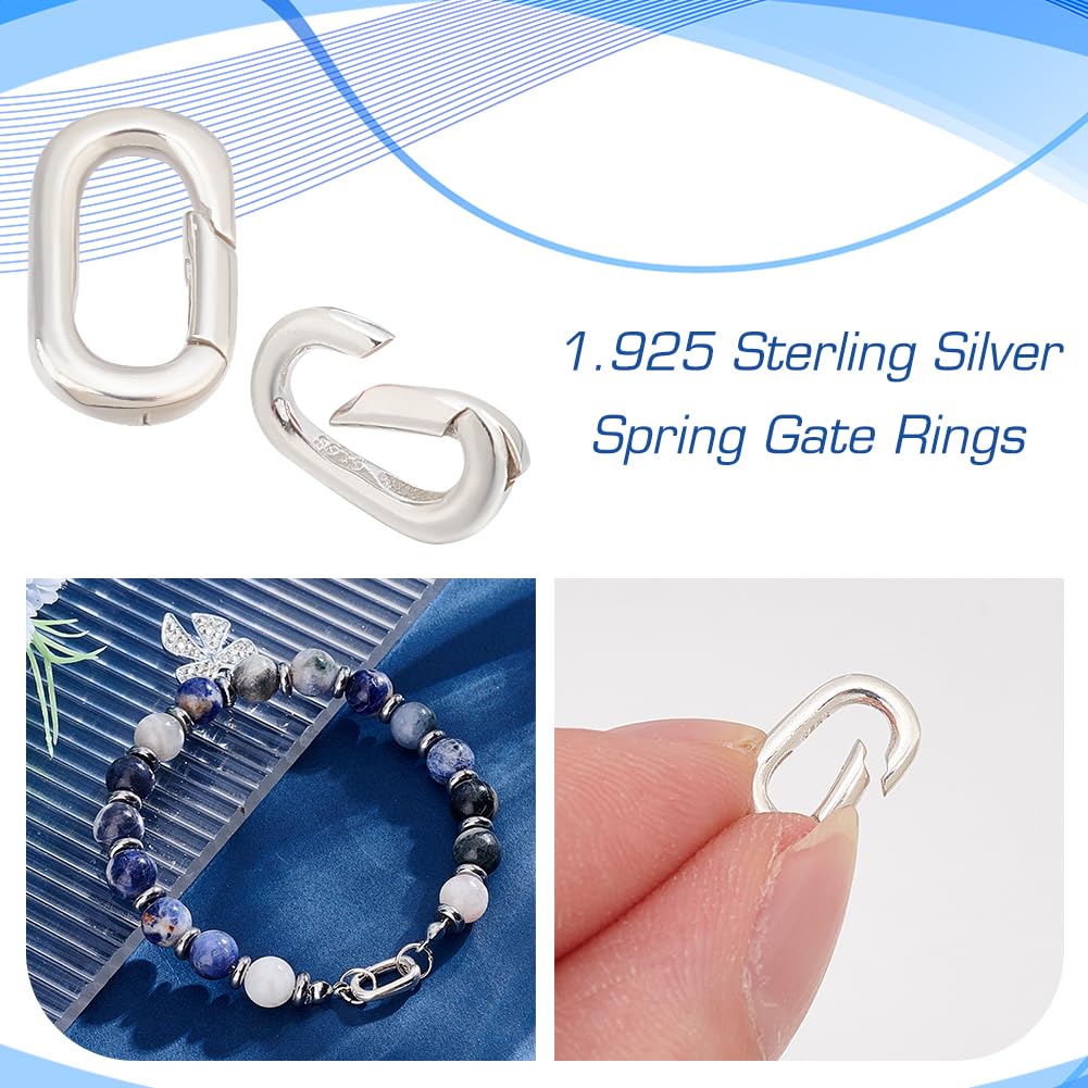 2 stuks S925 sterling zilveren ketting gesp ovale armband sluitingen en sluitingen karabijnhaak lente sieraden sluitingen bevestigingsmiddelen kleine borgtocht connector voor het maken van sieraden (7