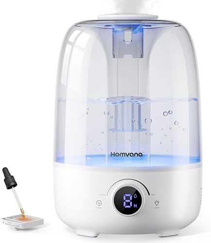 Homvana Humidificadores para difusores de dormitorio, humidificador de niebla fría de 4 litros de llenado superior, difusor de tiempo de
