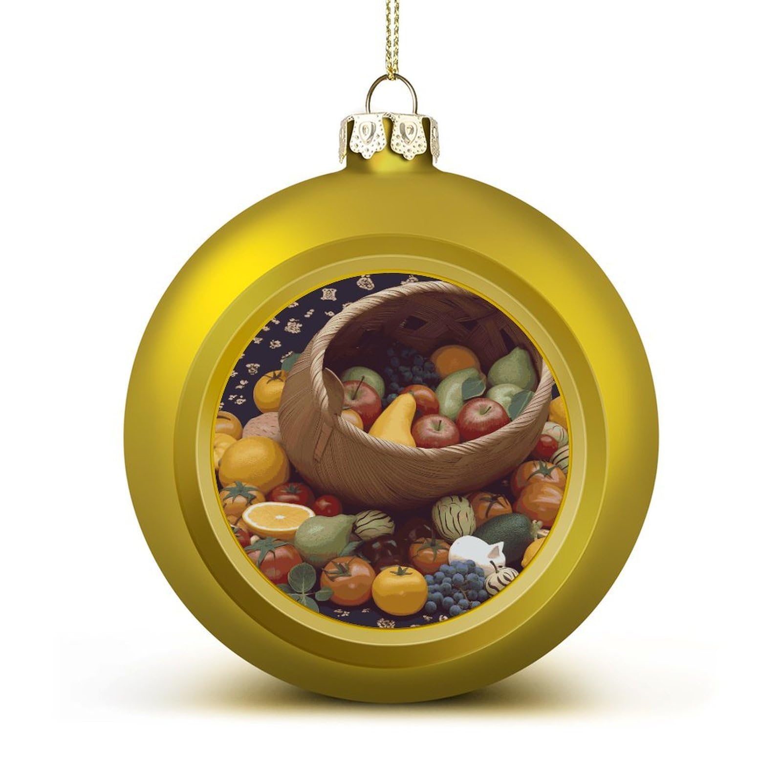 Fruits Basket Christmas Balls Ornaments for Xmas Christmas Tree 1.6" Hanging Shatterproof Xmas Balls Hanging Decor Pendants for Holiday Party Outdoor Indoor DIY Craft Supplies