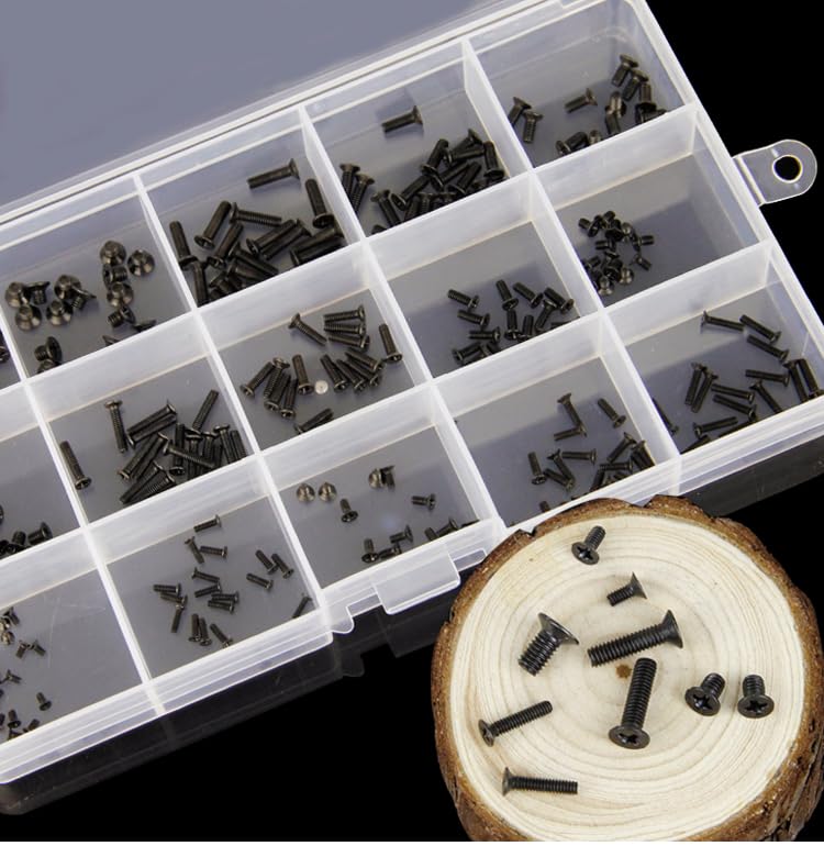 Lilianos 300Pcs Black Carbon Steel Phillips Screws Set Allen Hex Socket Countersunk Flat Head Screw Assortment Kit Bolt Fastener