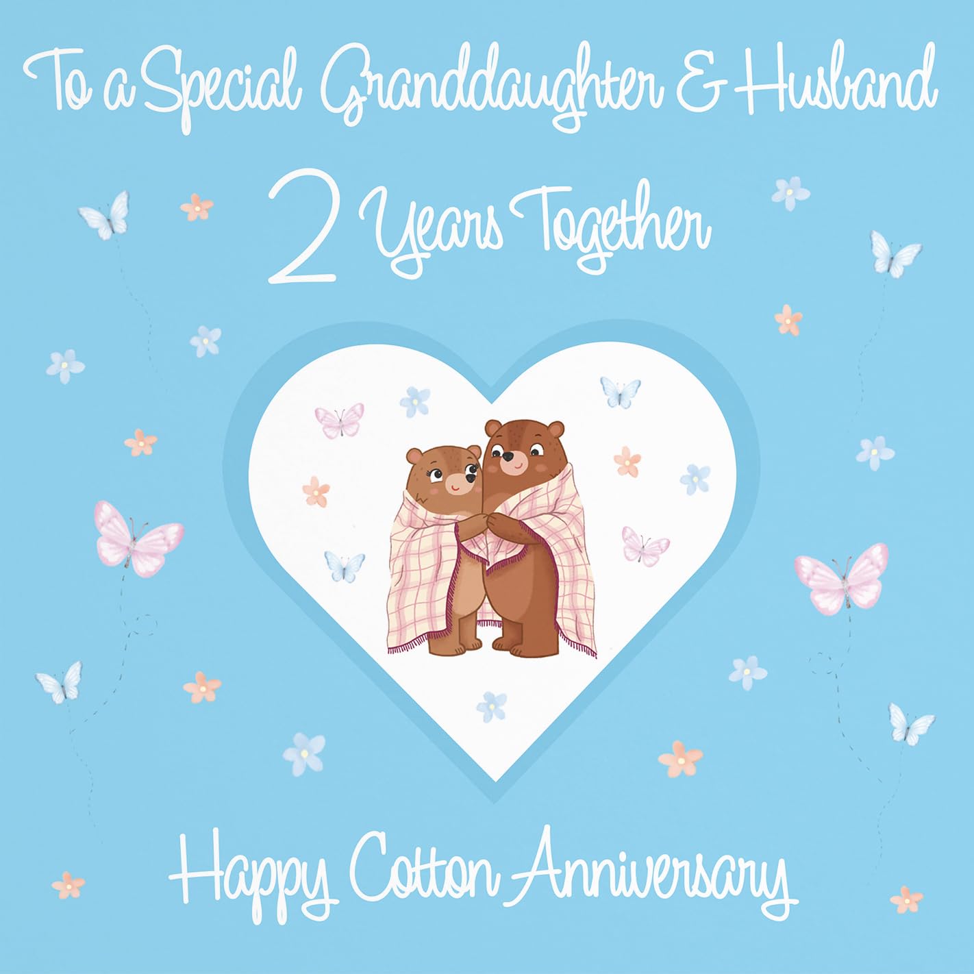 Hunts England, Large Granddaughter & Husband 2nd Anniversary Card, 2 Years, Cotton Anniversary, Romantic Meadows, Fun Card - Image 2
