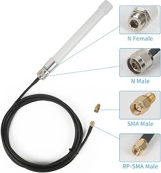 WiFi Antenna Dual Band 2.4GHz 5GHz 5.8GHz 8dBi RP-SMA SMA Male Outdoor Indoor Antenna with 10ft KMR195 Cable for WiFi Router Hotspot Security IP Camera