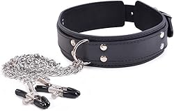 Collar con pinzas para pezones con cadena para pechos, juguete sexual