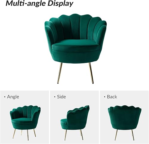 Miniatura 144 de HULALA HOME Moderno sofá biplaza de terciopelo con respaldo en forma de flor, cómodo sofá tapizado de 2 plazas con patas de metal dorado, sofá