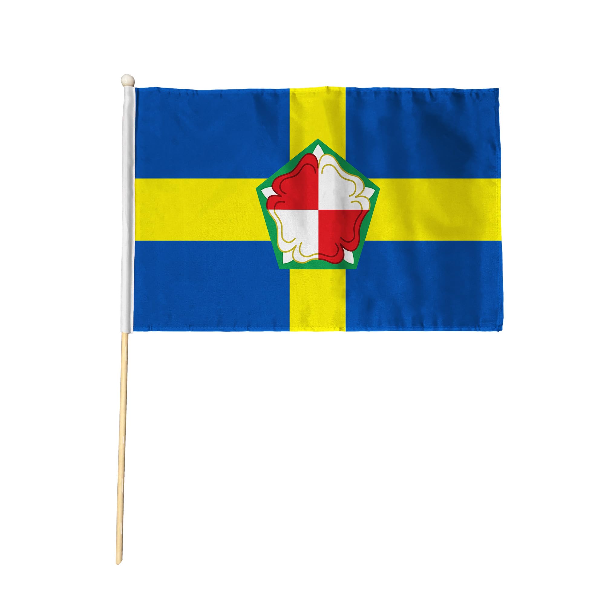 Flagtex Pembrokeshire Pack of 6 Hand Waving Flag (9x6 Inch) - Premium Wooden Stick Hand Flag 9x6 Inch Natural Wood Pole Welsh County Flag Events Parades Celebrations — image 1