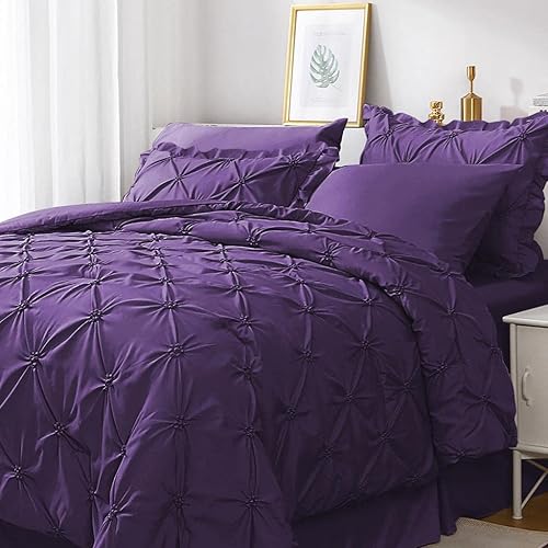 Miniatura 34 de JOLLYVOGUE - Juego de edredón Queen de 7 piezas, color negro, en una bolsa, juego de edredón para dormitorio, juegos de edredón con edredón,