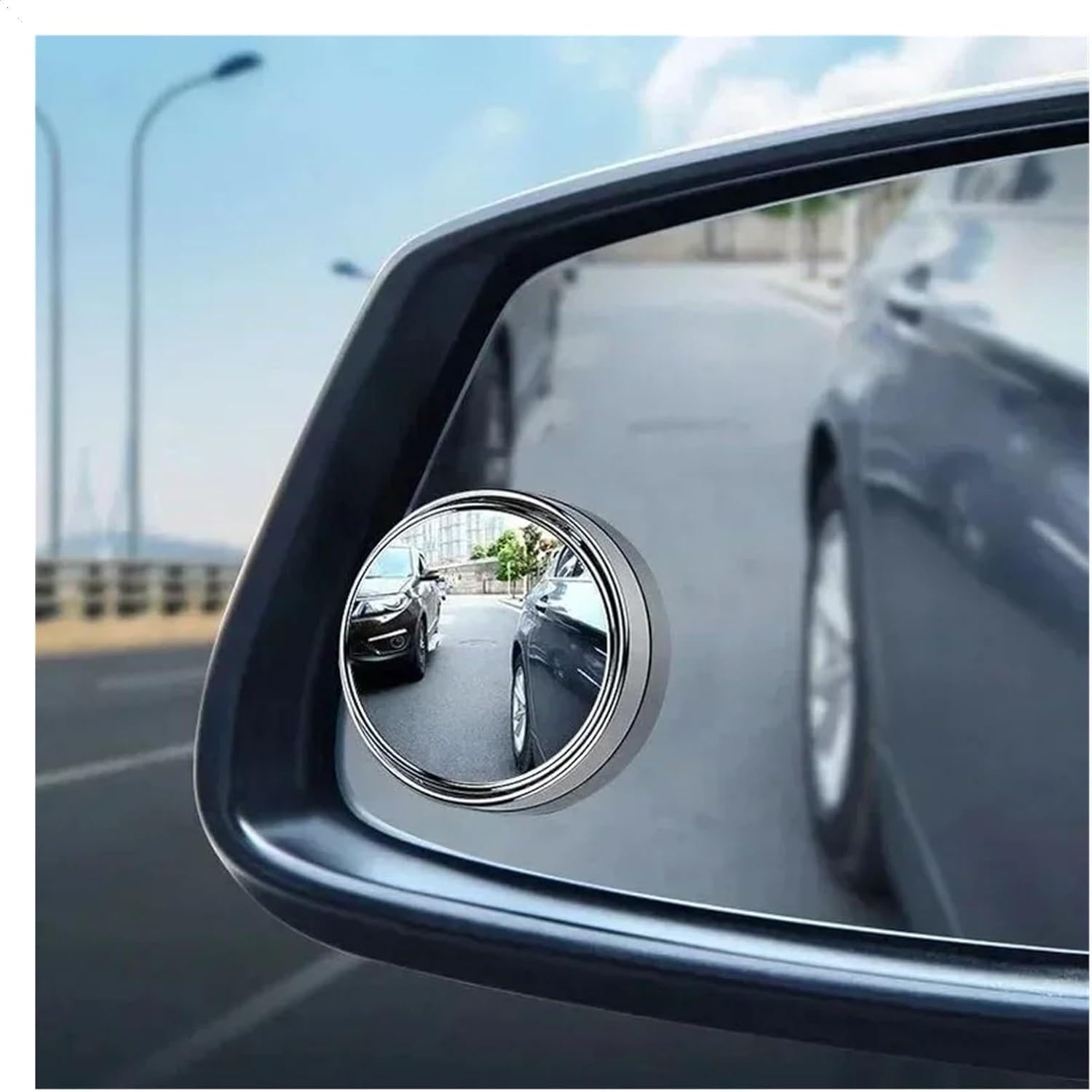 4Pcs 360° Degree Adjustable Blind Spot Mirror Car Auxiliary Rearview Convex Mirror Round Frame Wide Angle Mirrors(2pair Frameless)