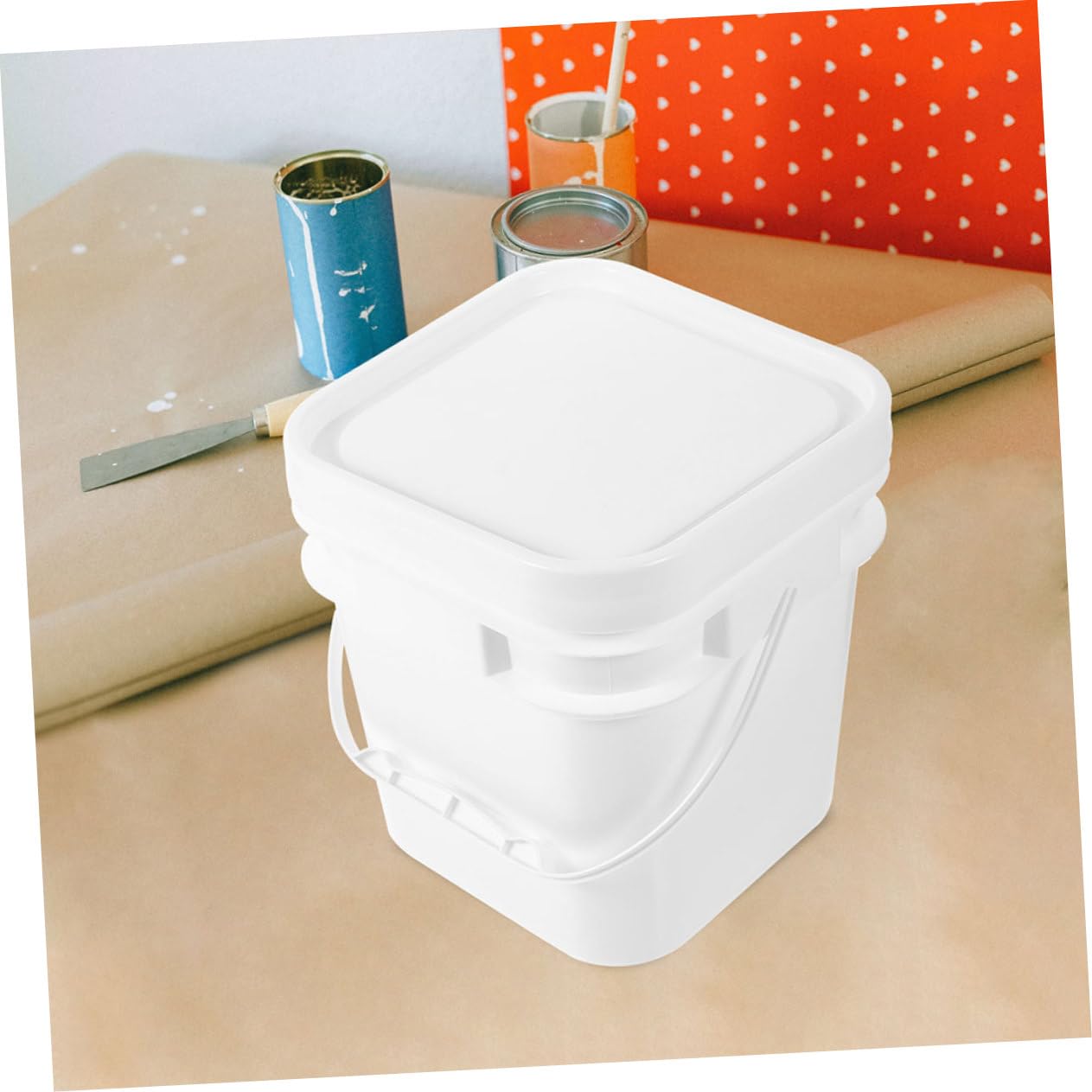 ULTECHNOVO 2 Piezas Cubo de Plástico con Tapa y Asa de Recipiente Reutilizable para Almacenamiento de Cubeta para Proyectos de