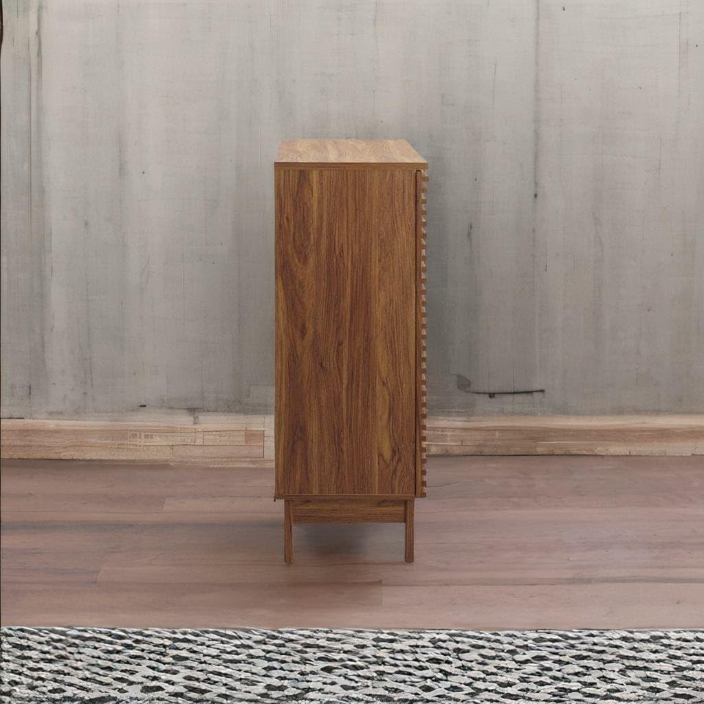 Ergode Exquisite Render Bar Cabinet: Mid-Century Modern Walnut Storage Solution