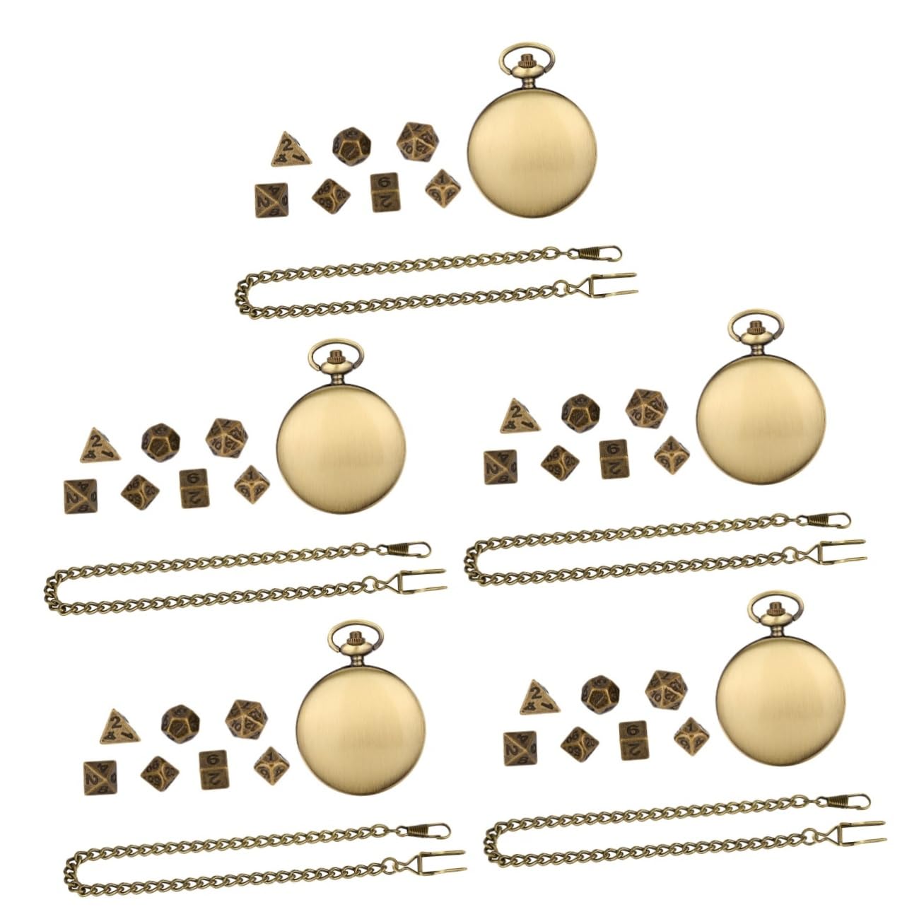 Lot De 5 Mini Dés Polyédriques en Métal avec Étui pour Montre De Poche Et Porte-clés