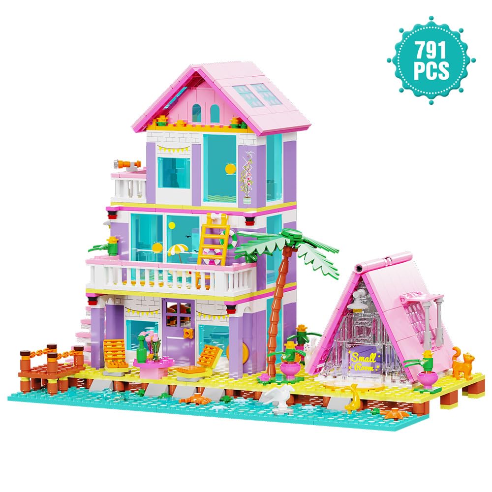 Amazon.com: Girl Beach House Building Blocks Toys for Girls