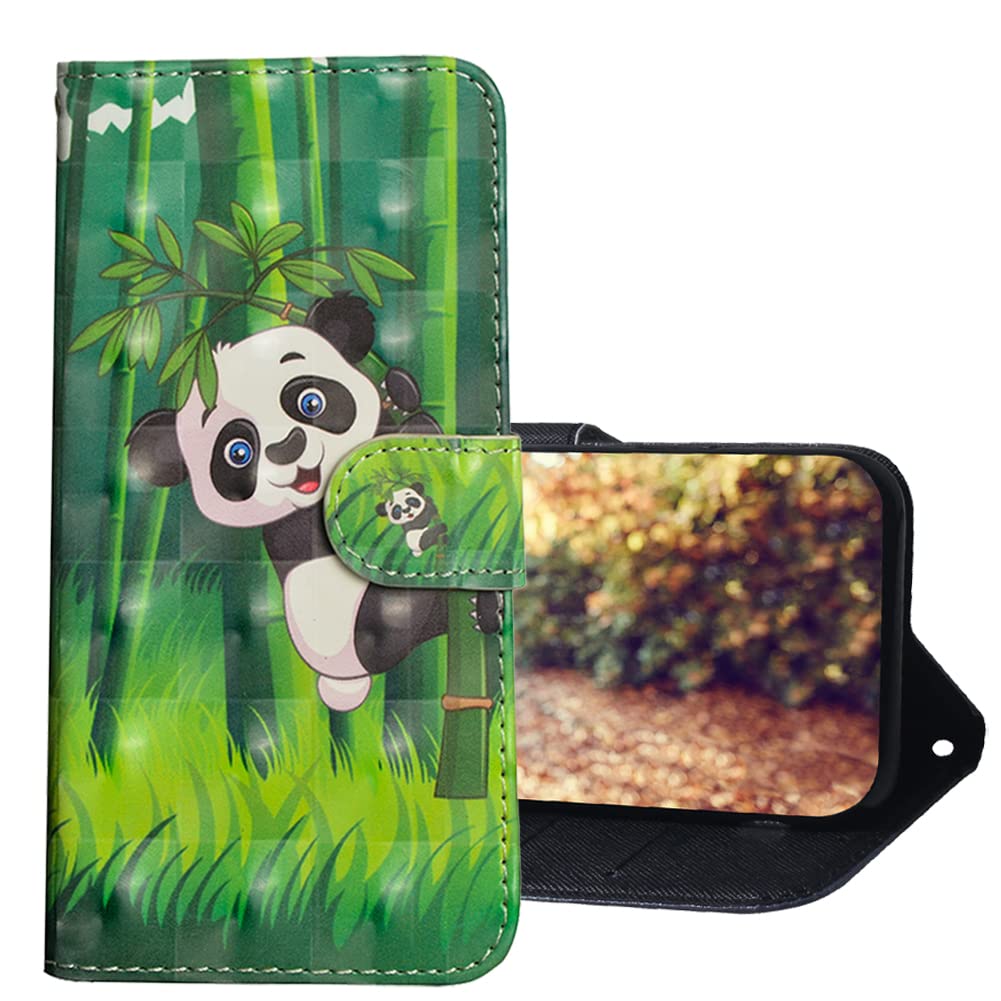 KBIKO-zxlCase Compatible for iPhone 13 Mini Preium Cute 3D PU Leather Phone Case Luxury Wallet Protector Magnetic Folio Flip Protective Phone case for iPhone 13 Mini.Cute Panda YX
