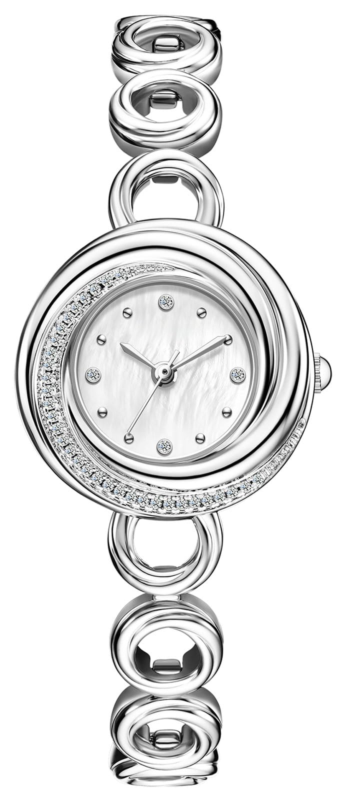 findtime Damen Armbanduhr Damenuhr Minimalistisch Analog Quarz Uhren Rund Schmall Klein Schmuckarmband Armkette Elegant Casual Business Einfach Wasserdicht Uhr mit Metall Armband Gold Weiß