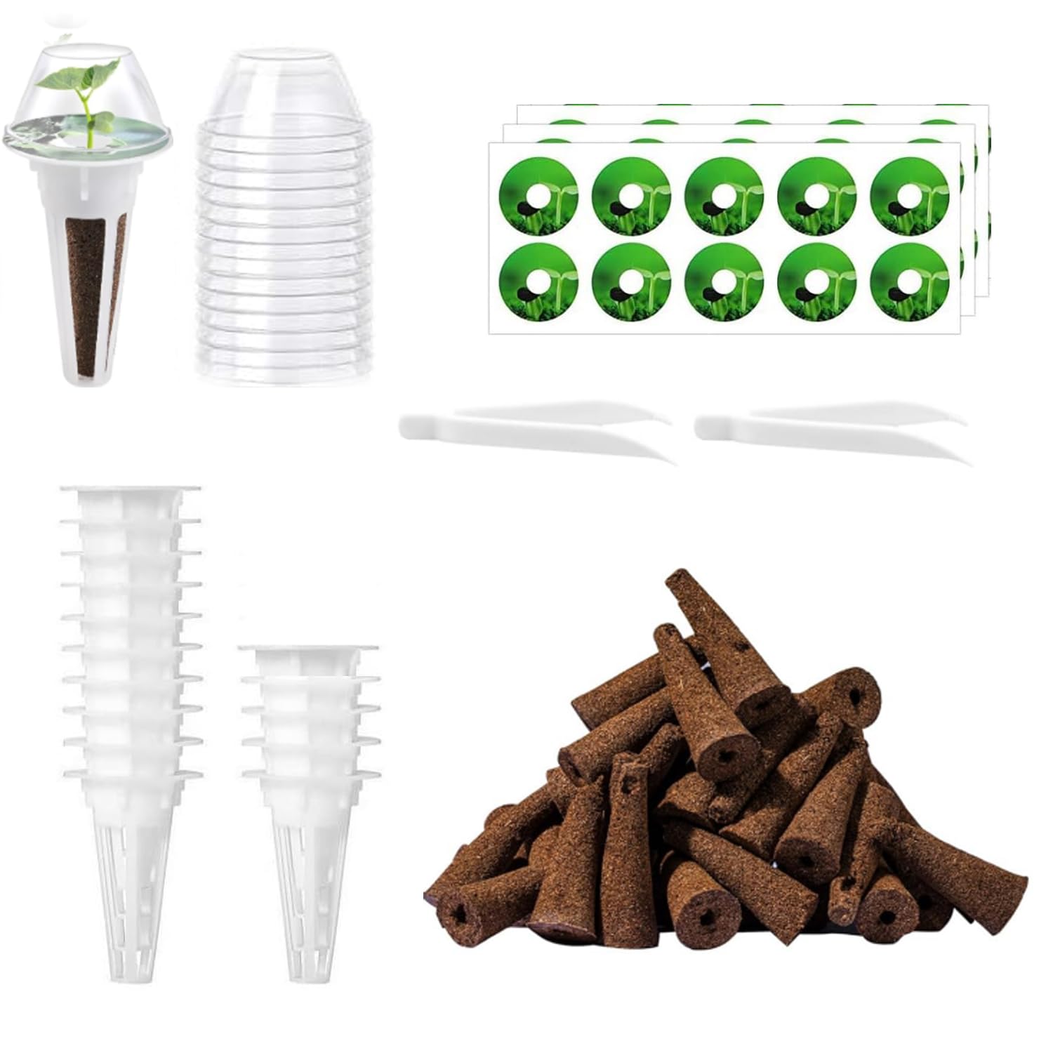 Spugne Di Ricambio Per Coltivazione, Spugne Idroponiche, Kit Idroponica, 30 Spugne Di Crescita, 30 Etichette, 15 Cestini, 15 Coperture, 2 Pinzette, Perfetto Per Giardini Interni e Sistemi Idroponici