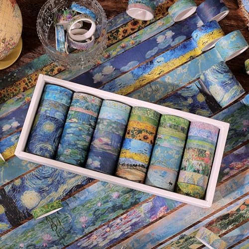 Emmoolife YHJD-001 32 Rolls Washi Tape Set, Oil Painting Decorative Masking Tape, Van Gogh Adhesive Tape For Bullet Journal, Diy Crafts Gift, Party Decorations, Junk Journal, School Supplies thumb #5