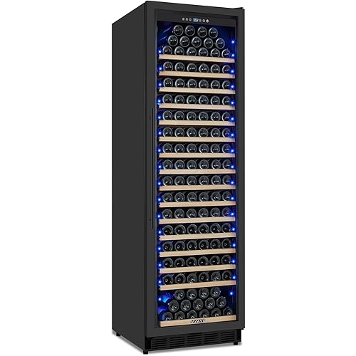 Large Wine Fridge, 200 Bottles Wine Fridge with Fast Cooling and Intelligent Temperature Memory, Wine Cooler Refrigerator Freestanding or Built-in, Professional Wine Cellar with Glass Door
