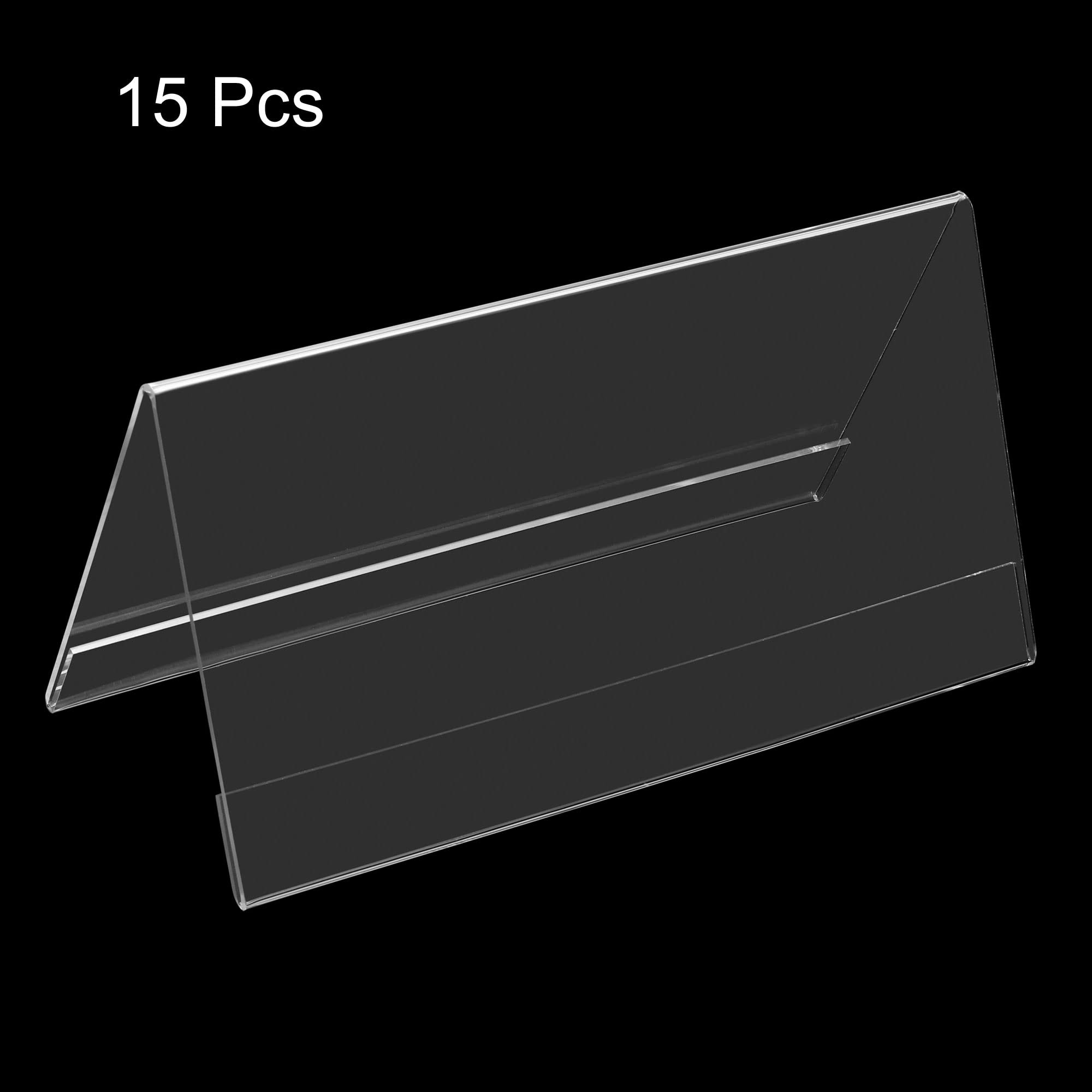 PATIKIL 7.8 x 3.9 Pulgadas Acrílico Escritorio Identificación Placa Soportes, 15uds Transparente Nombre Tienda Soportes, V Forma para Mesa Menú Tarjetero Soporte