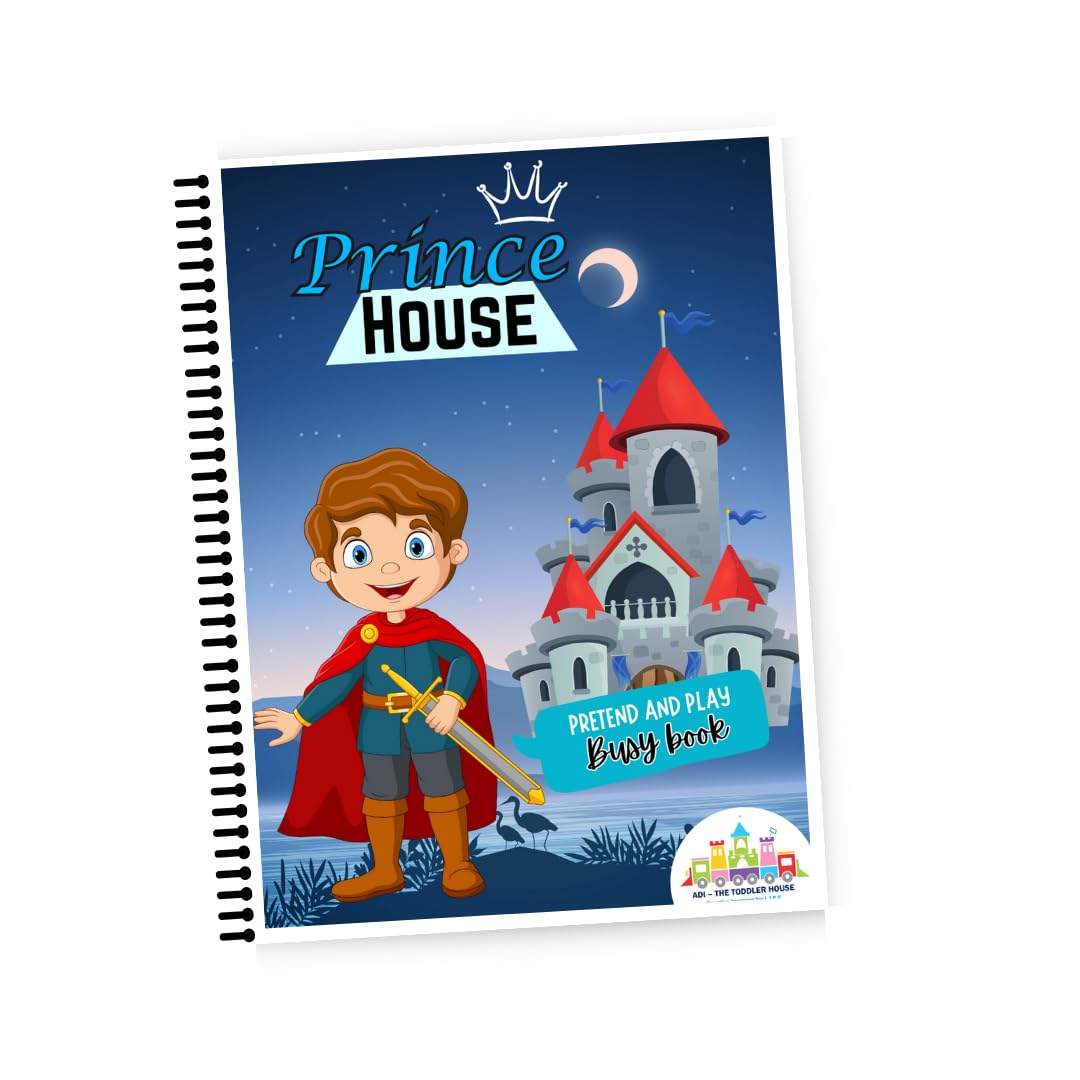 Prince House - Pretend and play preschool busy book | Activity book | Resuable Stickers Included | For Boys | Quiet Book, Toddler Boy Games, Educational Toys, Preschool Learning