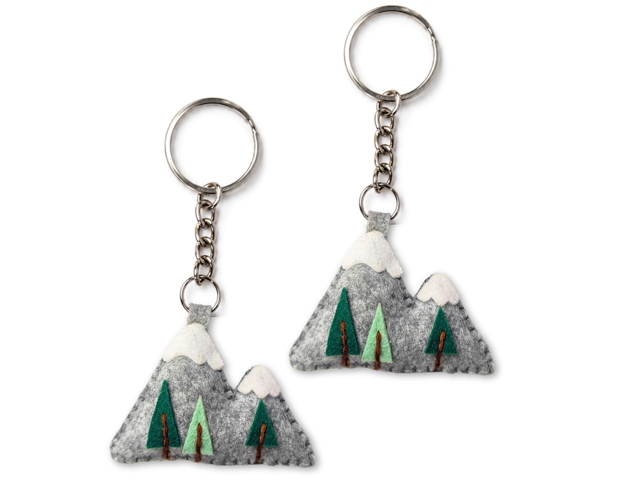 AGD Handmade Mountain Keychain & Bag Charm - Set of 2, Snow-Capped