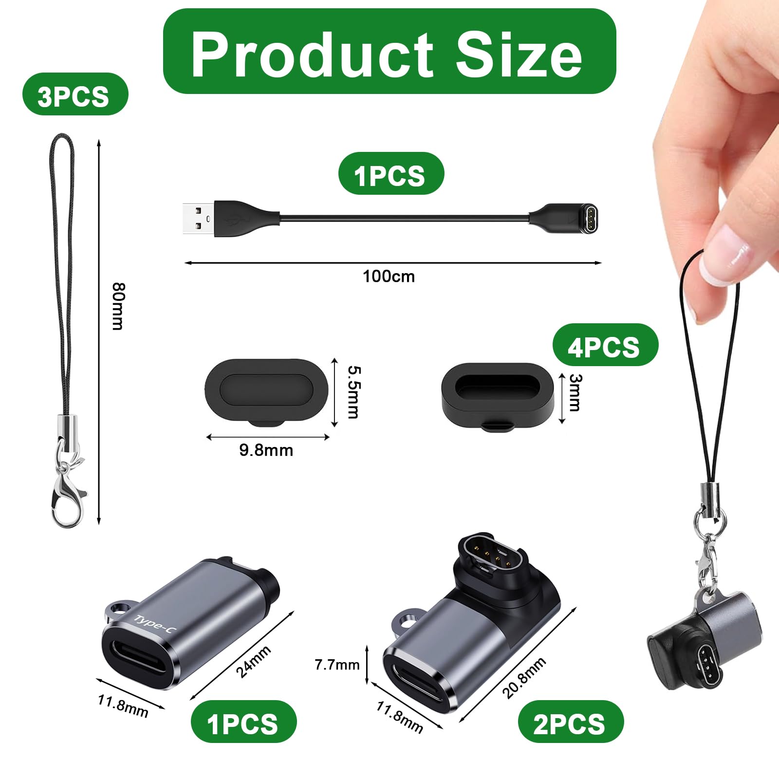 Câble Charge USB-C Pour Montre Garmin - Adaptateur 90° - 3,3 Pieds - Compatible Fenix, Forerunner, Instinct, Venu - Pack De 3