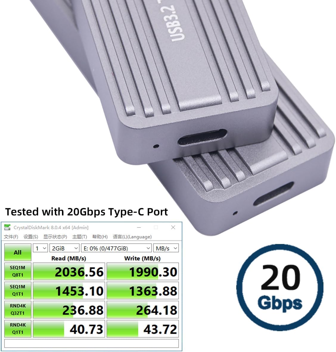 20Gbps Type-C USB3.2 USB4 to NVME M-Key M.2 SATA SSD PCBA Enclosure 2242/2230mm Adapter RTL9220 Chipset