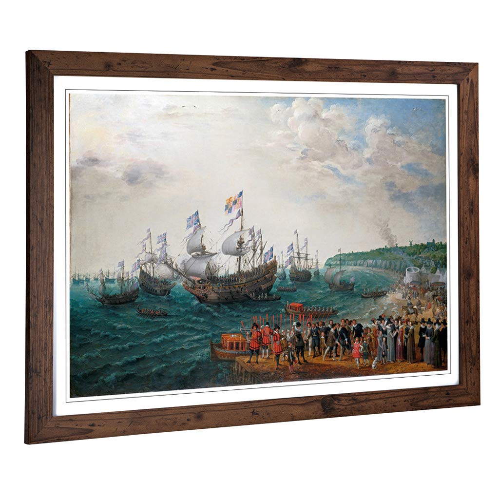 Big Box Art Framed Print of Abraham Adam Willaerts Embarkation Design | Wall Art Picture | Home Decor for Kitchen, Living Room, Bedroom, Hallway, Walnut, A2 / 24.5x18 Inch / 62x45cm